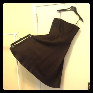 AnnTaylor chocolate brown satin strapless dress 4